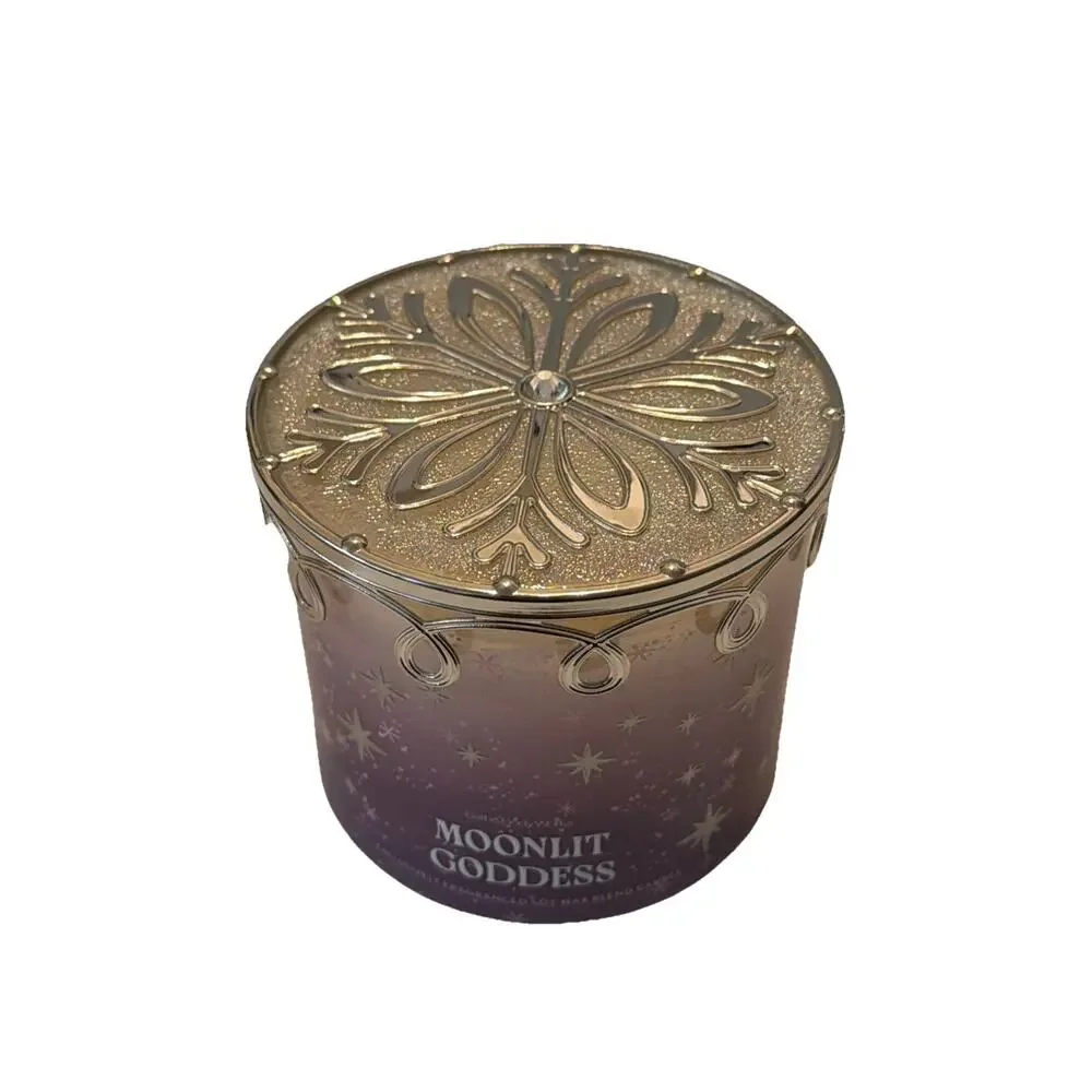 2 X Bath & Body Works Moonlit Goddess SPECIAL EDITION LID 3 Wick Candle 14.5oz